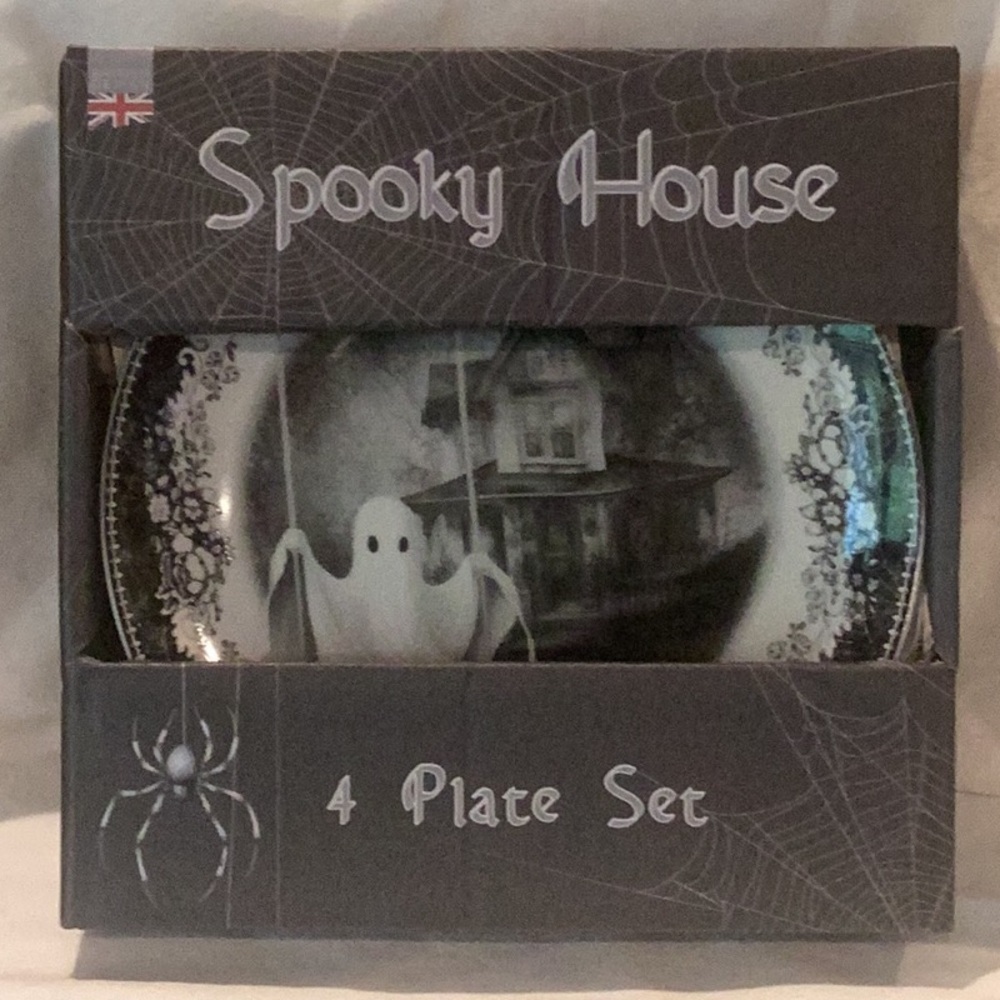 Spooky House Halloween Appetizer Plates - Set of 4 plates